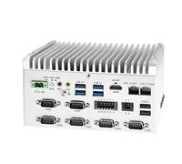 Glovary Fanless Mini PC i5 8265U (4C8T, up to 3.9GHz), 2 x LAN (i210+i219-LM) Linux Industrial Computer DIN Rail, 8GB RAM 256GB NVMe SSD, 6 x RS232 COM, 8 Pin GPIO, 4USB3.2, 9-36V Auto Power On