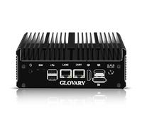 Glovary Fanless Mini PC J6412, 2 x 2.5GbE LAN Industrial PC Win11 Pro, 4K 2HD DP 3 Pantalla Home Office Mini Ordenador, 16GB RAM 256GB NVMe SSD, 2RS232 COM, SIM Slot, USB-C Port, WiFi, BT