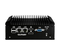 Glovary Fanless Mini PC N100, DDR4 8GB RAM 128GB NVMe SSD, Dual LAN Industrial PC, Mini Ordenador de Escritorio Home Office, 4RS232 COM, 4USB3.0, 2USB2.0, Auto Power On