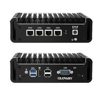 Glovary Firewall Micro Appliance J4125, 4 x i211 Gigabit LAN Mini PC Fanless, AES-NI OPNsense Hardware, DDR4L 16GB RAM 512GB SSD, 4K HD Industrie Desktop Computer, RS232 COM, 2USB3.0