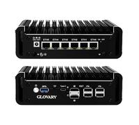 Glovary Firewall Mini PC N97 up to 3.6 GHz, 6 x i226V 2.5GbE LAN OPNsense Router Micro Appliance, Barebone, AES-NI, Fanless Computer Hardware, DDR5, 2 x NVMe Slot, 2 x SATA3.0, 2HD+USB-C 3 Display