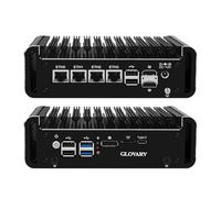 Glovary Mini Firewall PC N100 4 Core, 4 x i226V 2.5GbE LAN OPNsense Hardware, Barebone NO RAM NO SSD, Fanless Micro Appliance, AES-NI, 2 xM.2 NVMe Slot, 2 xSATA3.0, USB-C
