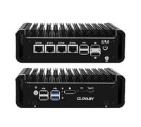 Glovary Mini Firewall PC N150 4 Core (Actualización N100), 4 x i226V 2.5GbE LAN OPNsense Hardware, DDR5 8GB RAM 128GB SSD, Fanless Micro Appliance, AES-NI, 2 xM.2 NVMe Slot, 2 xSATA3.0, USB-C