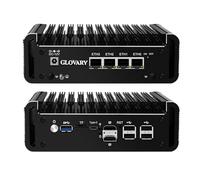 Glovary Mini PC Firewall Quad Core J6413, 4 x i226V 2.5GbE LAN Micro OPNsense Appliance, 2 x NVMe Slot, 2 x SATA3.0, AES-NI, 2HD+USB-C 3 Display, 5USB Port, TF, DDR4 8GB RAM 128GB SSD