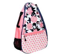 Glove It Mochila de Tenis para Mujer, Bolsa de Tenis Ligera para Mujer y Mochila para 2 Raquetas, Pelotas, Botella de Agua, peonías y pars