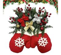 Glove Shape Christmas Wreath - Decoración de pared de temporada, festival | Guante en forma de guante hecho a mano con laminado de pino mezclado y acentos de bayas rojas, lazo para colgar previamente