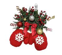 Glove Shape Christmas Wreath - Decoración de pared de temporada, festival | Guante en forma de guante hecho a mano con laminado de pino mezclado y acentos de bayas rojas, lazo para colgar previamente