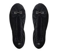 GLOVE STORY Pantuflas Bailarina de Interior para Mujer en Terciopelo con Suela de Cuero Suave - Material Suave y Cómodo - Pantuflas Bailarina Suaves para Mujer - Hechas a Mano (Negro M)