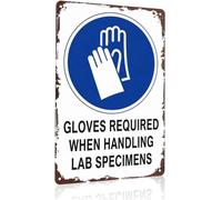 Gloves Required Warning Sign Funny Metal Plaque for Lab Office Workshop Garage Classroom Hospital Factory 8 X 12 in