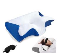 Glovoro Orthopedic Pillow, Glovoro - Orthopedic Dream Deep Pillow, Ergonomic Cervical Pillows, Memory Foam Contour Side Sleeper Pillows for Neck Support, for Side, Back, Stomach Sleepers (Blue)