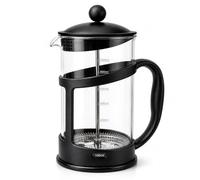 Glow Classic Black Cafetiere - Cafetera de prensa francesa de 1000 ml, ideal para 3 tazas de café filtrado, prensa de café fácil de limpiar y usar, fabricada con vidrio duradero a prueba de golpes,