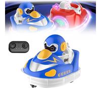 Glow Crashers RC Bumper Cars, Glow Crashers Bumper Cars, with LED Lights and Music, Rechargeable Double Player Toy Cars, Interactive Two-Person Bumper Car Fun (Blue)
