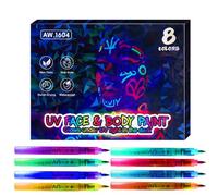 Glow Dark Paint Markers - 14cm Washable Neon Coloring Pens, Temporary Face Body Art Tools, Vibrant Fabric Craft Supplies, Safe Skin Drawing Set | Party Festival Creative Activities Kids Adults