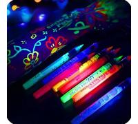 Glow Face and Body Paint Markers Set, Glow in the Dark & Neon Body Art Pens for Skin, Reactive Face Paint for Adults, Parties, Festivals & Halloween