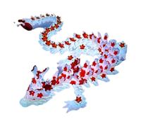 Glow In Dark Printed Dragon Sculpture Flexible Joint Display Figure | Girls Kids Adults Home Decor Collectible Fantasy Desktop Ornament Movable Fidget Creative Gift Imaginative Play