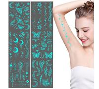 Glow in the Dark Body Sticker, Night Glows Body Art Makeup, Waterproof Fluorescent Stickers, with Artistic Design and Long-Lasting Adhesive, for Festivals, Holidays, Clubbing