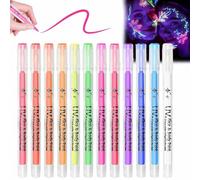 Glow in The Dark Face Paint Markers,UV Neon Face Paint Pens 12 Colours Glow Body Marker,Washable Blacklight Tattoo Markers,Festival Temporary Tattoo Set,for Music Festivals Parties