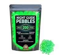Glow In The Dark Garden Stones - 200 Pieces | Polystyrene Pebbles, Solar Pathway Rocks For Fish Tank Aquarium Yard Walkway Driveway Patio Landscaping Terrarium Holiday Party Decor