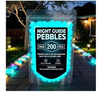 Glow In The Dark Garden Stones, Colorful Glow-In-The-Dark Garden Stones for Outdoor Landscaping, Walkways, Patio, Yard, Aquarium & Fish Tank Decor (Blue,200Pcs)