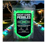 Glow In The Dark Garden Stones, Colorful Glow-In-The-Dark Garden Stones for Outdoor Landscaping, Walkways, Patio, Yard, Aquarium & Fish Tank Decor (Green,200Pcs)