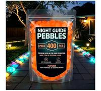 Glow In The Dark Garden Stones, Colorful Glow-In-The-Dark Garden Stones for Outdoor Landscaping, Walkways, Patio, Yard, Aquarium & Fish Tank Decor (Orange,400Pcs)