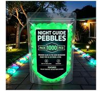 Glow In The Dark Garden Stones, Colorful Glow-In-The-Dark Garden Stones for Outdoor Landscaping, Walkways, Patio, Yard, Aquarium & Fish Tank Decor (Green,1000Pcs)