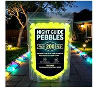 Glow In The Dark Garden Stones, Colorful Glow-In-The-Dark Garden Stones for Outdoor Landscaping, Walkways, Patio, Yard, Aquarium & Fish Tank Decor (Yellow,200Pcs)