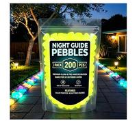 Glow in the Dark Garden Stones Colorful Luminous Pebbles for Outdoor Walkways & Yard Decor, Night Guide Glow Rocks for Garden, Fish Tank, Pathway, Magical Landscape Lighting (Yellow,200pcs)