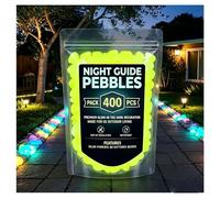 Glow in the Dark Garden Stones Colorful Luminous Pebbles for Outdoor Walkways & Yard Decor, Night Guide Glow Rocks for Garden, Fish Tank, Pathway, Magical Landscape Lighting (Yellow,400pcs)