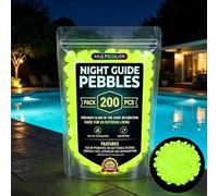 Glow in the Dark Garden Stones Outdoor, Colorful Glow-in-the-Dark Garden Stones for Outdoor Walkways, And Plant Decoration; Also Used for Aquarium & Fish Tank Landscaping (Yellow,200 Pcs)