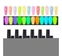 Glow in the Dark Gel Polish, 12-Piece Glowing Nail Gel Set, Portable UV Fingernail Colors, Long-Lasting Shine Kit, for Women Wedding Travel Photo Shoots Stage Performance Music Festival Party Use