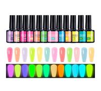 Glow In The Dark Gel Polish - Conjunto De Esmalte De Uñas Fluorescentes De Neón De 12 Piezas, Colores Brillantes Radiantes Luminosos | Manicure Cosmetic Kit Para Salon Spa Travel Wedding Stage Session