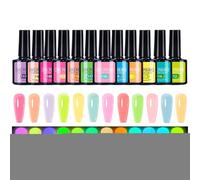 Glow in the Dark Gel Polishs - 12 Piece Fluorescent Nail Polishs Set Manicure Salon Travel Stage Performance Photo Sessions Wedding Music Festival | Portable Long-Lasting Vivid Colors UV LED Curing