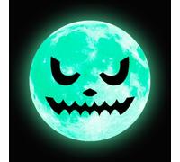 Glow In The Dark Halloween Moon Stickers - Creepy Funny Face Wall Decals, L