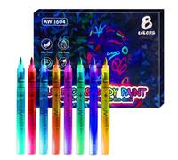 Glow In The Dark Markers - UV Face Paint Pens | Erasable Body Makeup Pens, Washable Temporary Neon Fluorescent Markers Set For Adults Kids Party Skin Fabric Crafts Art (192 Charac