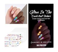 Glow In The Dark Nail Stickers - 30 Sheets DIY Decals, Luminous Manicure Art, Fluorescent Nail Wraps, Beauty Accessory For Salon, Home & Festivals, Multi-Pattern Portable Toppers