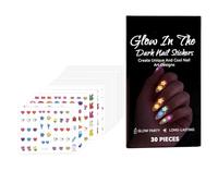 Glow in the Dark Nail Stickers - 30 Sheets DIY Manicure Decals, Nail Stickers for Women and Beginners | Safe DIY Nails Art Decals for Home, Salon, Valentines Day, Easter, Creative Manicure Designs