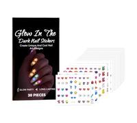 Glow in the Dark Nail Stickers - 30 Sheets DIY Manicure Decals | Stickers with Easy Application for Nails Manicure Salon Home Women Beginners Valentines Day Easter Party