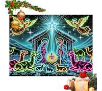 Glow in the Dark Nativity Tapestry - 6x7.5ft UV-Reactive Christmas Backdrop, Holiday Decoration for College Students, Young Adults, Party Planners, Collectors, Homeowners, Decorative Wall Accent