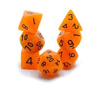 Glow in The Dark Oranges - Polyset Dice | Polydice | Orange Glow in The Dark and Black | Dice Set of 7 Pieces| D&D and RPGs | Plastic Dice Set | Polyhedral Dice Set | DND / D&D / Dungeons and Dragons