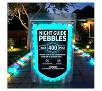 Glow in the Dark Pebbles Outdoor Luminous Glow Stones for Garden Pathways, Glowing Rocks for Yard, Aquarium, Planter & DIY Decor (Blue,400pcs)