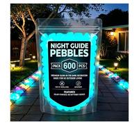 Glow in the Dark Pebbles Outdoor Luminous Glow Stones for Garden Pathways, Glowing Rocks for Yard, Aquarium, Planter & DIY Decor (Blue,600pcs)