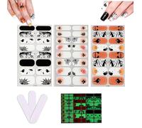 Glow in the Dark Pegatinas para Uñas,Halloween pegatinas uñas,3 Hojas Autoadesiva Nail Art Stickers con Lima de Uñas,Pegatinas de Uñas,para Halloween Nail Art Decoración de bricolaje