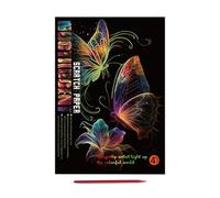 Glow in The Dark Scratch Kits - Rainbow Art Paper for Creativity | 4 Pack Cards with Wooden, Colorful Craft Activity for Kids, Teens, Adults, School Projects, Party Games and Family Fun