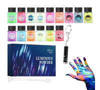 Glow Pigment - Powder Set Fluorescent Resin Dye | 15 Color Long Lasting Safe Luminous Powder Bottles for Slime, Paint, Epoxy Art, Acrylic Crafts or Making Decoration Projects, 1.1 * 1.9in