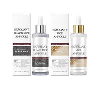 Glow Rice Exfoliante Ampolla Duo de 100 ml, exfoliante facial suave con arroz blanco y negro, eliminador de puntos negros, refinamiento de poros, cuidado hidratante, para todos los tipos de piel, 2