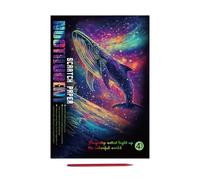 Glow Scratch Kits, 21x28.5cm Rainbow Painting Paper, 4X Fun Sketched Cards with Pen for DIY Crafts, Artistic Projects, Marine Life Bird Designs