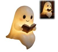 Glow Spirit Ghost Lamp, Warm Lighted Cute Ghost Reading Book Lamp with Smile, Halloween Companion for Cozy Nights (6"*1)