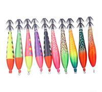Glow Squid Jig Lure Set 10.4cm Wood Shrimp Bait(A) | Glow-in-dark body, absorbs UV light, bright illumination, deep water attraction, murky conditions