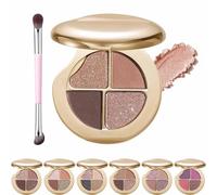 Glow Wardrobe Eye & Cheek Palette - Eyeshadow and Highlighter Makeup, 4 Colors Glow Gallery Highlighting Eye & Cheek Palette, Blends Easily Without Irritation, All-Day Wear (#04)